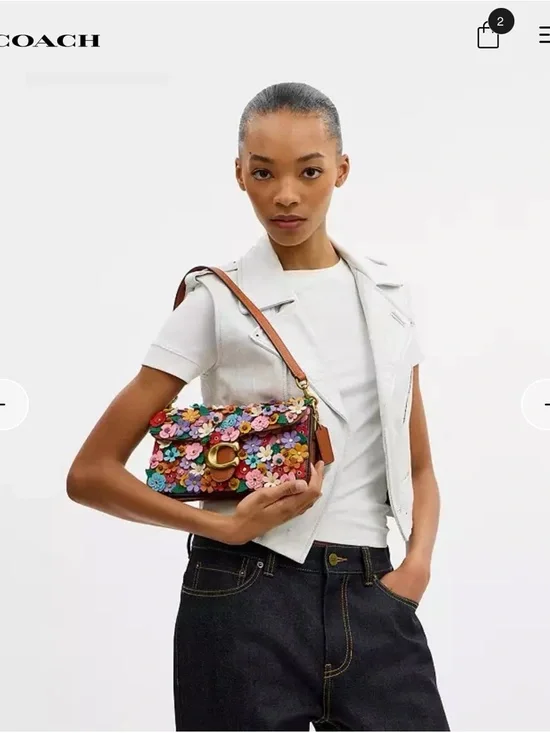 Coach Tabby Shoulder Bag 26 Floral Appliqué Nappa Leather CDZ35 - Picture 16 of 17